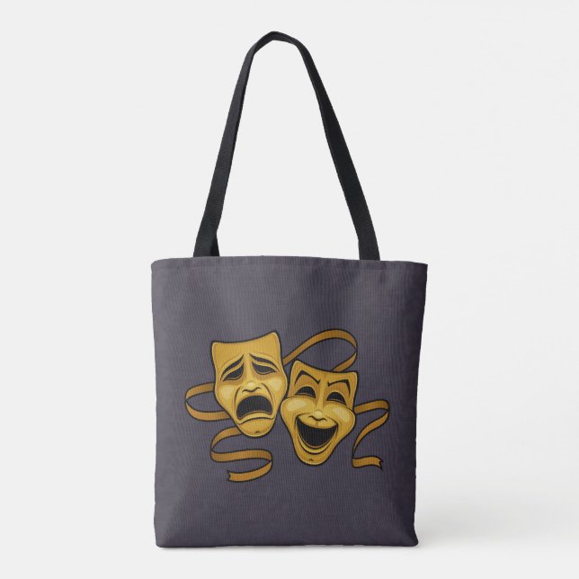 Bolsa Tote Máscaras Douradas De Teatro De Comédia E Tragédia (Verso)