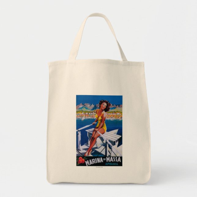 Bolsa Tote Massa Marina Poster de viagens (Frente)
