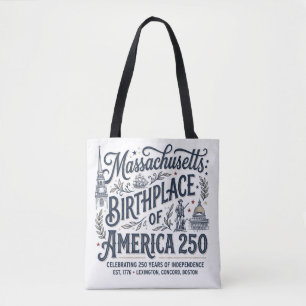Bolsa Tote Massachusetts: Berço da América 250