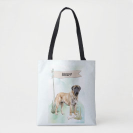 Bolsa Tote Mastiff Aquarela Cachorro Personalizado
