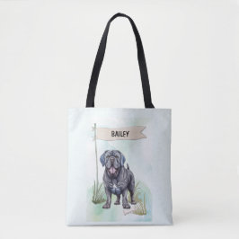 Bolsa Tote Mastim Napolitano Aquarela Cachorro Personalizado