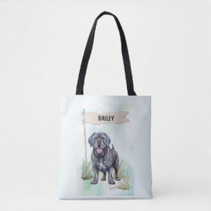 Bolsa Tote Mastim Napolitano Aquarela Cachorro Personalizado