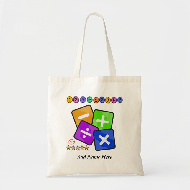 Bolsa Tote Matemática Personalizada, Números Na Escola (Frente)