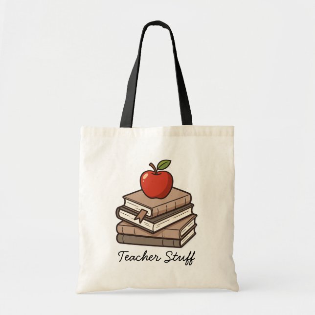 Bolsa Tote Material de Professor Livro e Maçã (Frente)