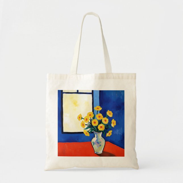 Bolsa Tote Matisse Style Yellow Flower Blue Orange Window ArT (Frente)