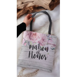 Bolsa Tote Matrimônio de Honra das Flores de Aquarela Madeira