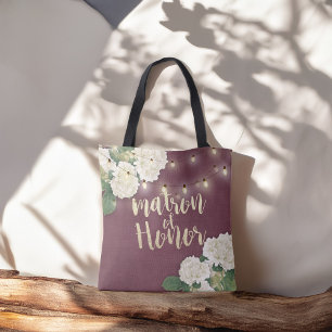 Bolsa Tote Matrizes de Casamento de Honra Hydrangeas & String