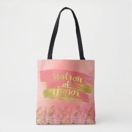 Bolsa Tote Matrona da festa de casamento Dourado cor-de-rosa