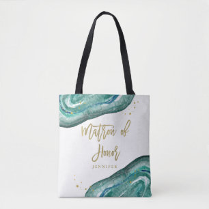 Bolsa Tote Matrona de Geode da cerceta e do ouro da