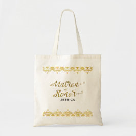 Bolsa Tote Matrona do casamento da folha Dourado do brilho do