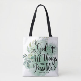 Bolsa Tote Matthew 19:26 Com Deus todas as coisas Possíveis F