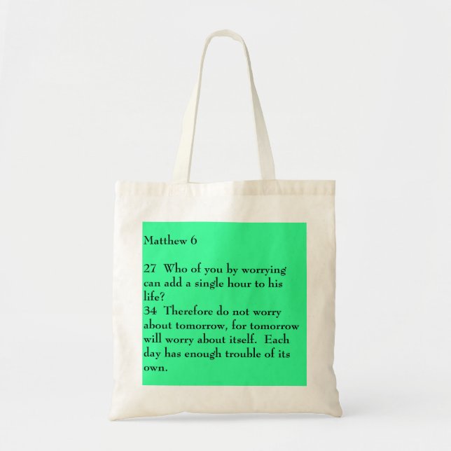 Bolsa Tote Matthew 627 quem de você preocupando pode (Frente)