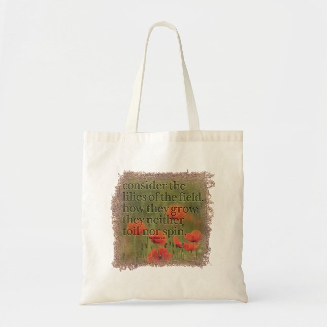 Bolsa Tote MATTHEW 6:28 - Tote Bag (Frente)