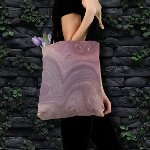 Bolsa Tote Mauve Strata   Cinza-rosa poeirento e agato Dourad