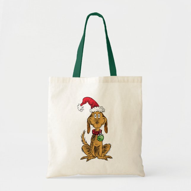 Bolsa Tote Max o Cão com Chapéu de Papai Noel (Frente)