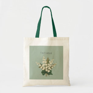 Bolsa Tote May Lily do Vale Floral Buquê Custom Name