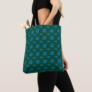 Bolsa Tote Mazipoodles Dusty Blue Hearts On Dark Green