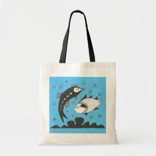Bolsa Tote Mceneano Grego Insulino Azul Saco de Tota de Peixe