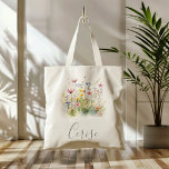 Bolsa Tote Meadow Colorir Bridesmaid<br><div class="desc">Esta bolsa de tote de dama de flores silvestres colorida é o presente perfeito para apresentar suas madrinhas e madrinha de casamento para um casamento moderno. O design apresenta flores verdes,  cor-de-rosa,  pinceladas,  amarelas,  púrpuras,  multicoloridas do campo.</div>