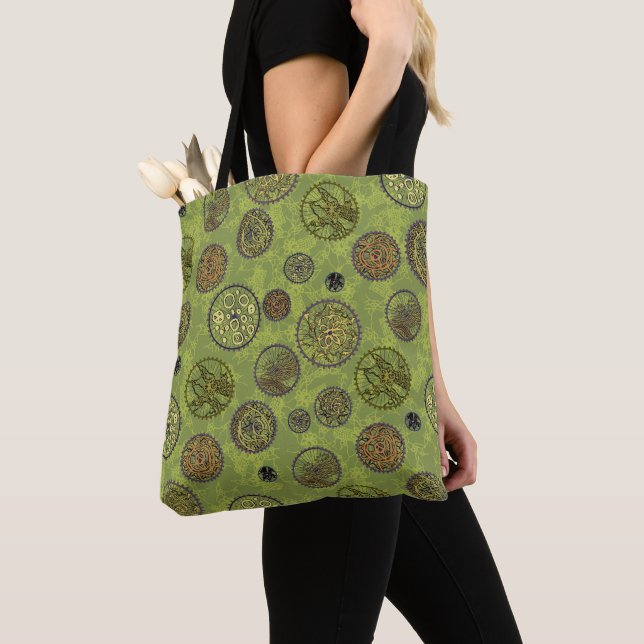 Bolsa tote Medalhão de Acessórios Steampunk Verde (Close Up)