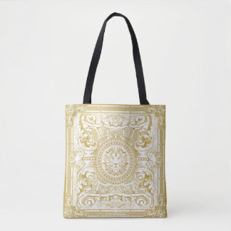 Bolsa Tote Medalion Lion Paris Renascentismo White Dourado