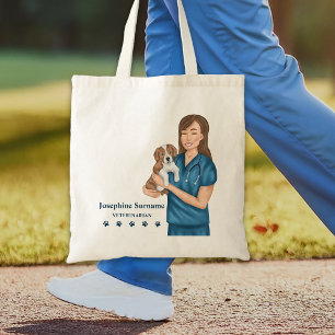 Bolsa Tote Médica Veterinária Mulher Veterinária e Cachorrinh