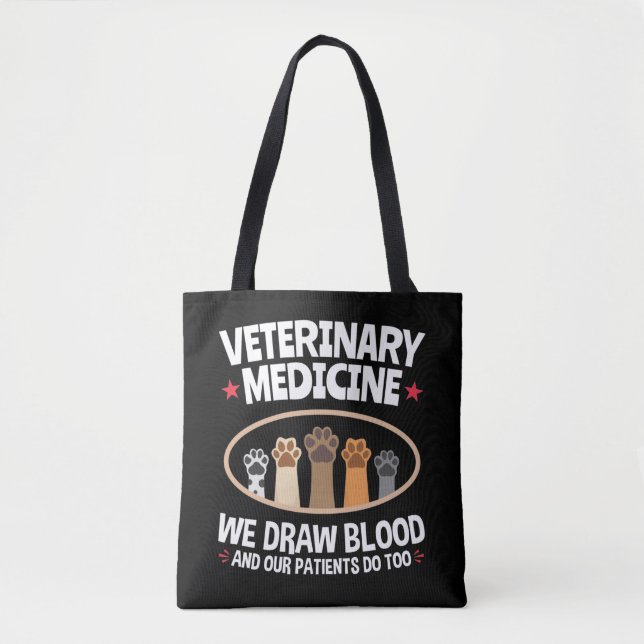 Bolsa Tote Medicina Veterinária Nós Desenhar Sangue Engraçado (Frente)