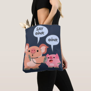Bolsa Tote Médico e Doente da Porca de Cartoon em Bonito