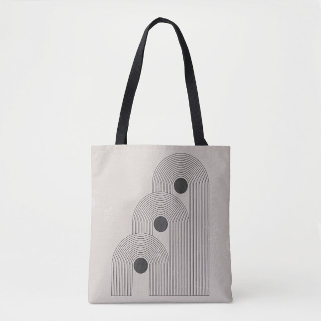 Bolsa Tote médio-século abstrato, formas geométricas de equil (Frente)