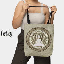 Bolsa Tote Meditação Buda Mandala Natural Flor de Lotus