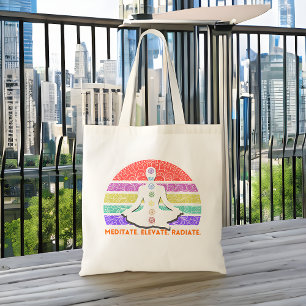 Bolsa Tote Meditação Chakra Yoga Rainbow Sunset