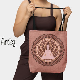 Bolsa Tote Meditação Espiritual Buda Mandala Rosa