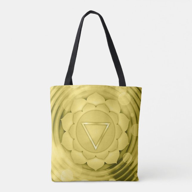 Bolsa Tote Meditação Espiritual de Chakra Zen Yoga, Dourada E (Verso)