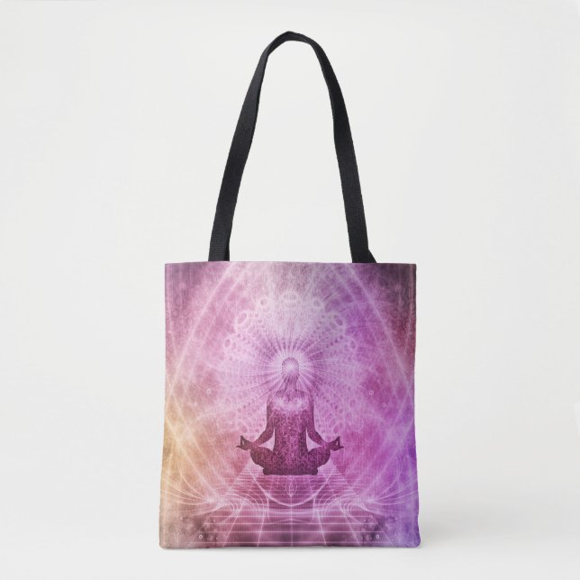 Bolsa Tote Meditação espiritual de Yoga Zen Colorida (Frente)