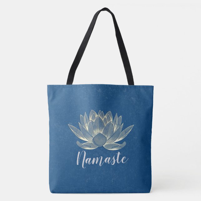 Bolsa Tote Meditação YOGA Reiki Instrutor Blue & Dourado Lotu (Frente)