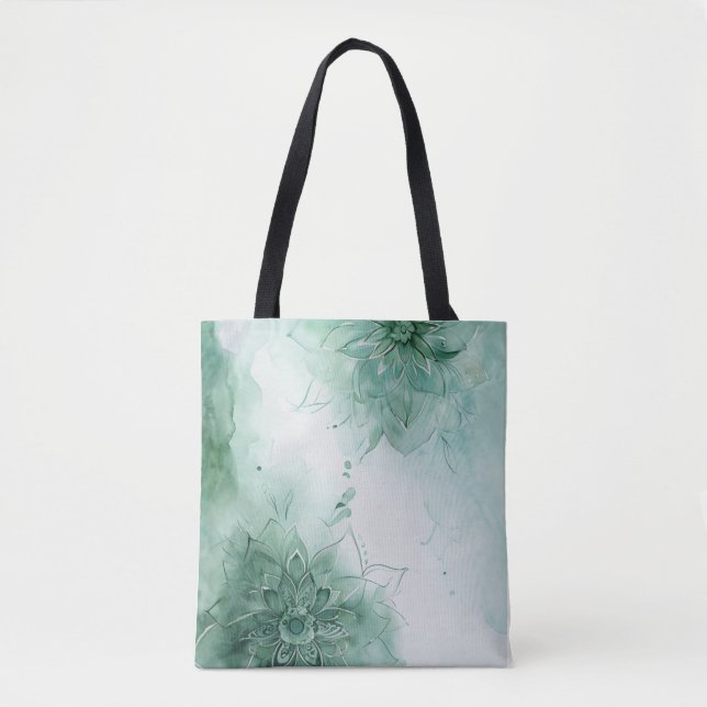 Bolsa Tote Meditation and relax - calming Green Mandala  (Frente)