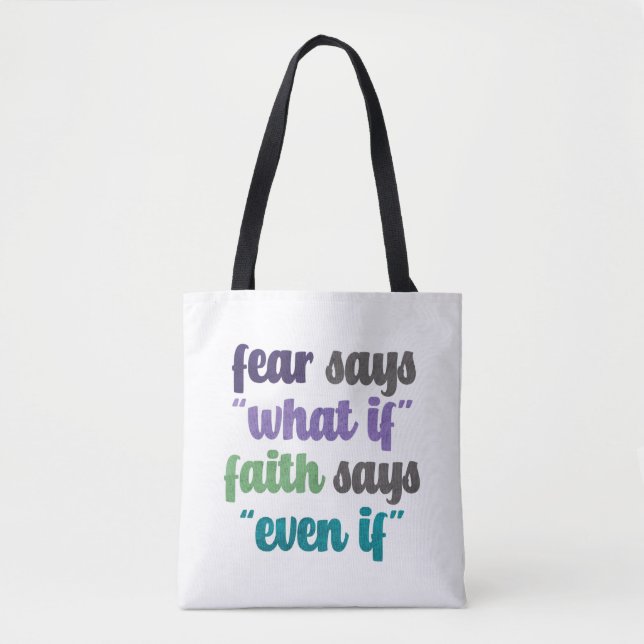 Bolsa Tote Medo versus citação de fé (Frente)