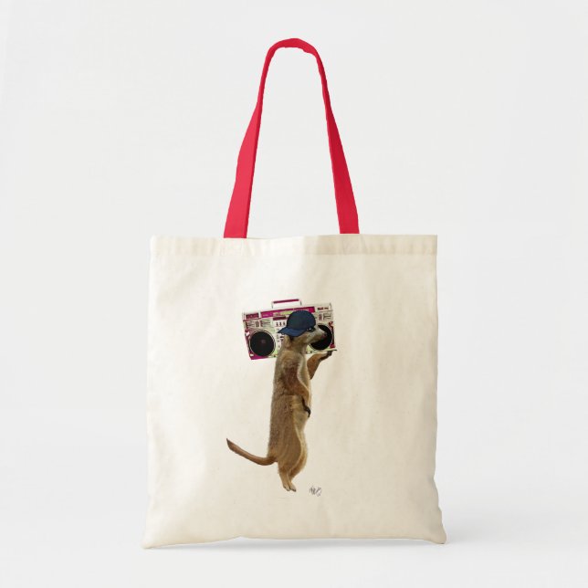 Bolsa Tote Meerkat com Boom Box e Blaster 2 (Frente)