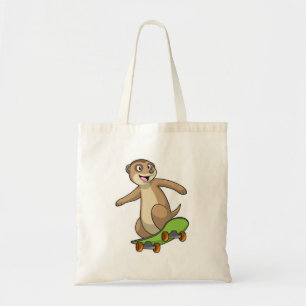 Bolsa Tote Meerkat como skater com skate