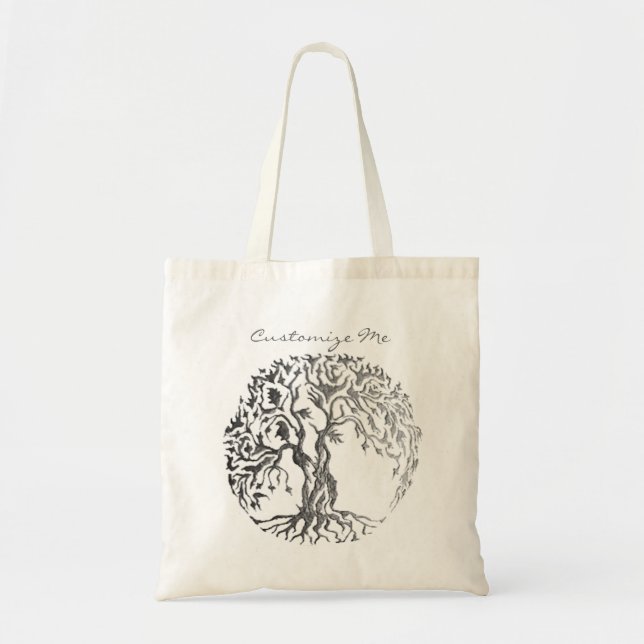 Bolsa Tote Mehndi Tree of Life (Henna) (Prata) (Frente)