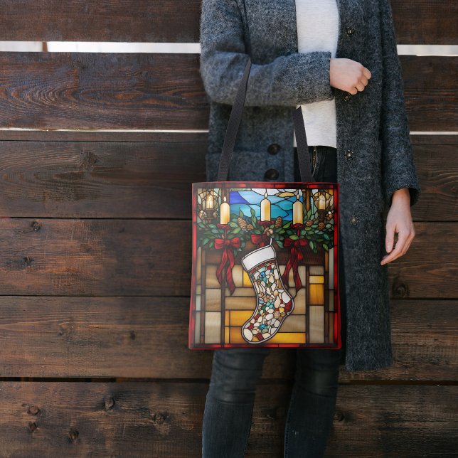 Bolsa Tote Meia de Natal Vidro Pintado Falso (Criador carregado)
