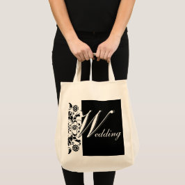 Bolsa Tote Meia-noite no roteiro ornamentado preto do
