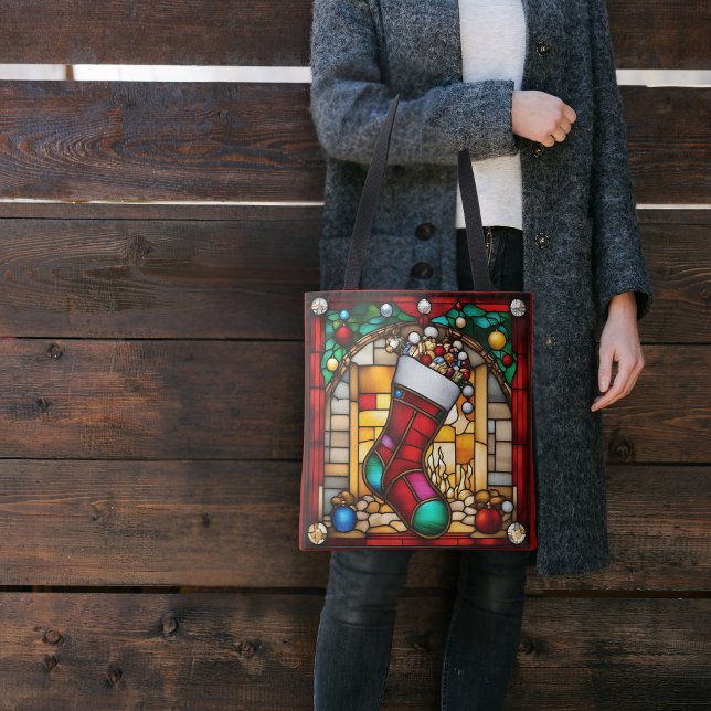 Bolsa Tote Meia Vermelha Vidro Pintado Falso (Criador carregado)