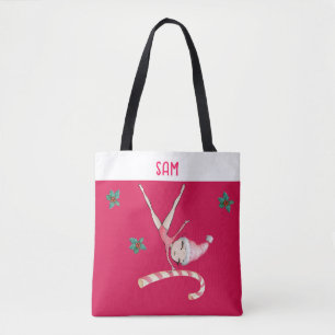 Bolsa Tote Meias de Natal da ginástica Gymnast Girl Pink