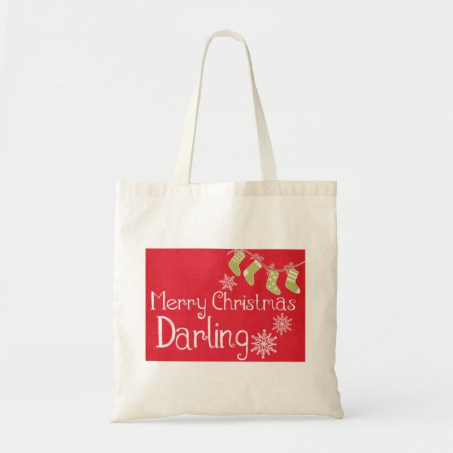Bolsa Tote Meias de Natal Desorativas Personalizadas (Frente)