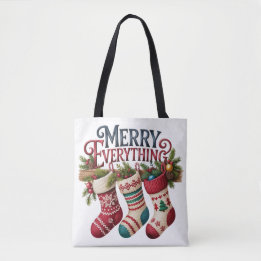 Bolsa Tote Meias de Natal em Tricô Merry Everything Festa de