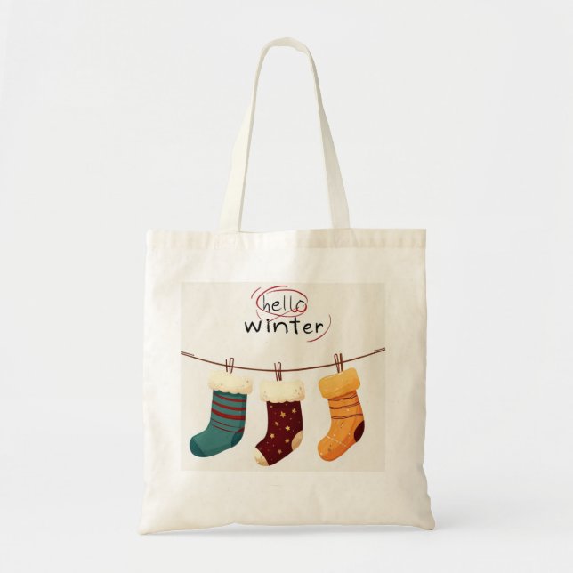 Bolsa Tote meias de natal presentes (Frente)
