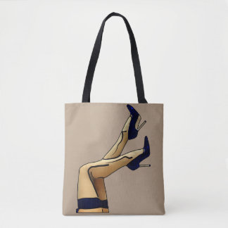 Bolsa Tote Meias e saltos de estilete azuis
