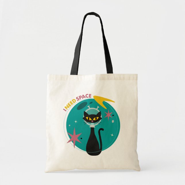 Bolsa Tote Meio século de Gato Negro Moderno Preciso de Espaç (Frente)
