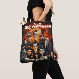 Bolsa Tote Meio século Estilo Figurinos e Cocktails Halloween